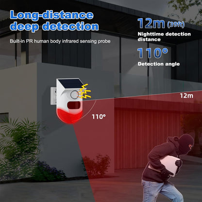 Skorter | Solar Motion Sensor Alarm with 120dB Siren and LED Strobe – Feronix