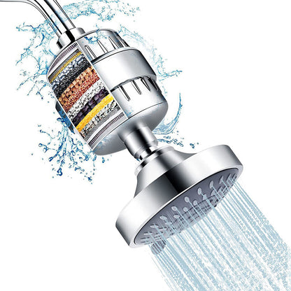 Skorter | 5 Sprays Showerhead Wall Mount Silver Round Fixed Showerhead