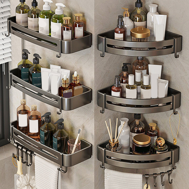 Skorter | Contemporary Bathroom Accessory Set 3-piece Bath Shelf with Hooks