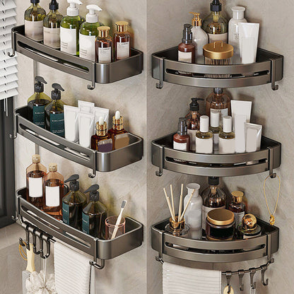 Skorter | Contemporary Bathroom Accessory Set 3-piece Bath Shelf with Hooks