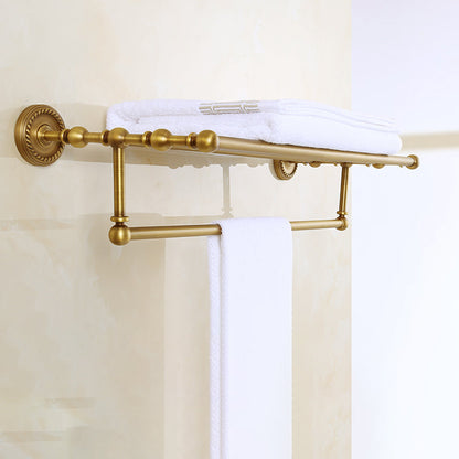 Skorter | Brass Traditional Bathroom Accessory Set Vintage Bronze Bathroom Shelf/Towel Holder/Bathrobe Hook