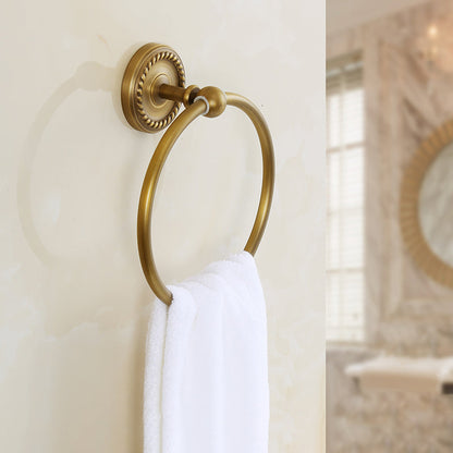 Skorter | Brass Traditional Bathroom Accessory Set Vintage Bronze Bathroom Shelf/Towel Holder/Bathrobe Hook