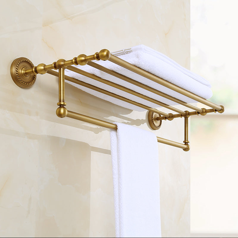 Skorter | Brass Traditional Bathroom Accessory Set Vintage Bronze Bathroom Shelf/Towel Holder/Bathrobe Hook