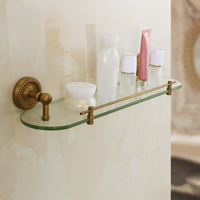 Skorter | Brass Traditional Bathroom Accessory Set Vintage Bronze Bathroom Shelf/Towel Holder/Bathrobe Hook