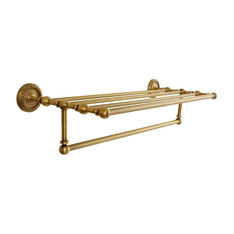 Skorter | Brass Traditional Bathroom Accessory Set Vintage Bronze Bathroom Shelf/Towel Holder/Bathrobe Hook