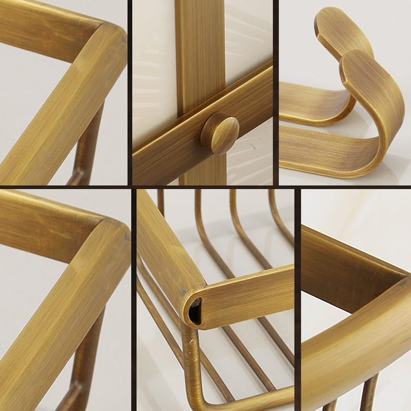 Skorter | Brass Traditional Bathroom Accessory Set Vintage Bronze Bathroom Shelf/Towel Holder/Bathrobe Hook