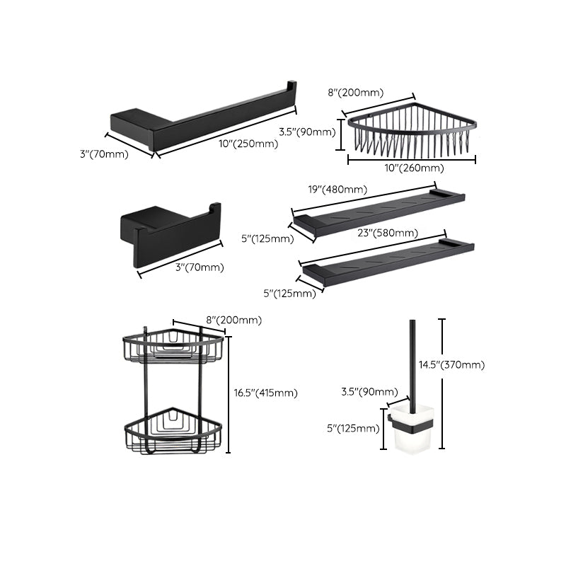 Skorter | 5-piece Modernism Bath Accessory Set in Matte Black Stainless Steel