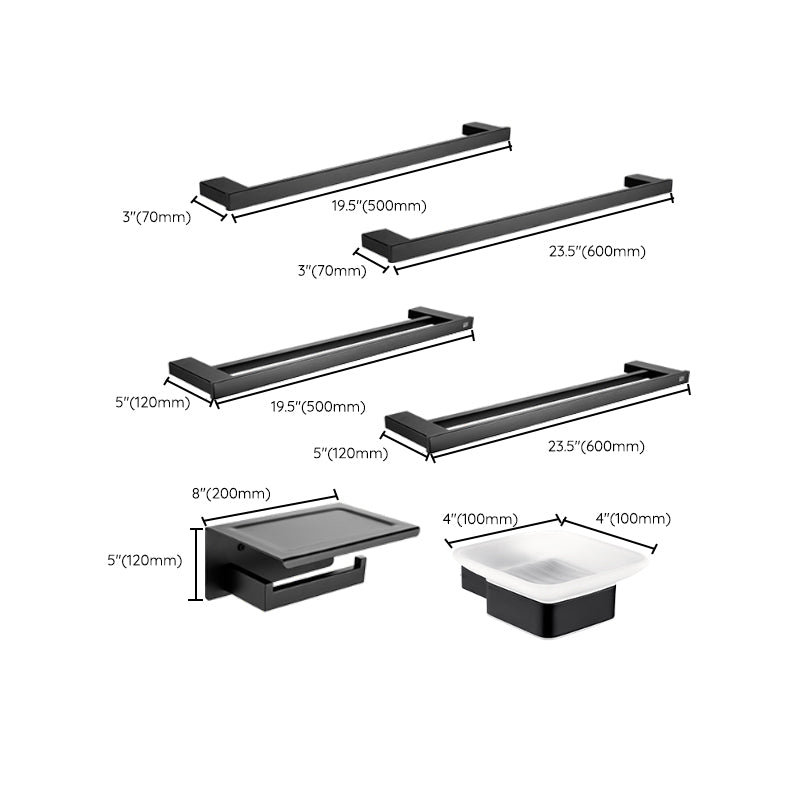 Skorter | 5-piece Modernism Bath Accessory Set in Matte Black Stainless Steel