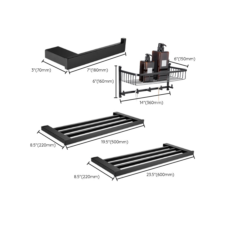 Skorter | 5-piece Modernism Bathroom Accessory Set in Matte Black Stainless Steel