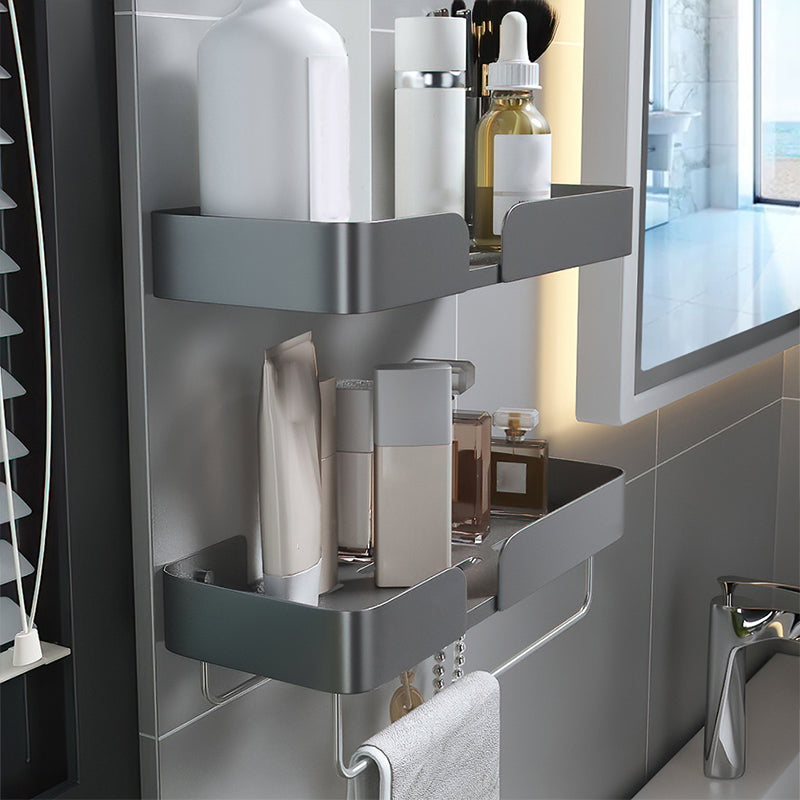 Skorter | 3-piece modern bathroom hardware set aluminum bathroom shelf in gray