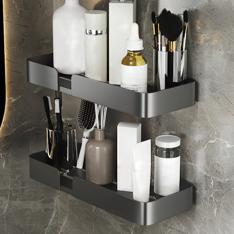 Skorter | 3-piece modern bathroom hardware set aluminum bathroom shelf in gray