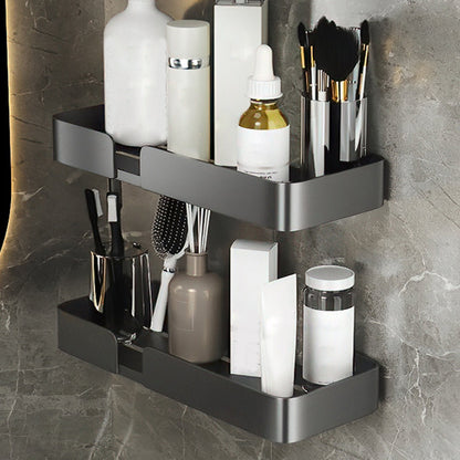 Skorter | 3-piece modern bathroom hardware set aluminum bathroom shelf in gray