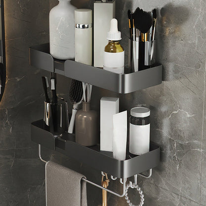 Skorter | 3-piece modern bathroom hardware set aluminum bathroom shelf in gray