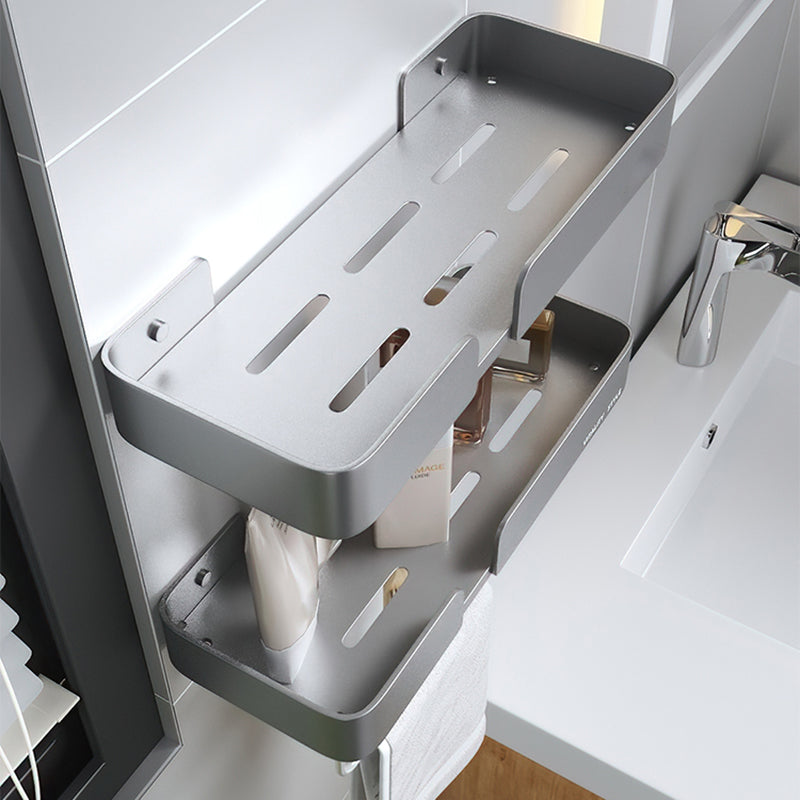 Skorter | 3-piece modern bathroom hardware set aluminum bathroom shelf in gray