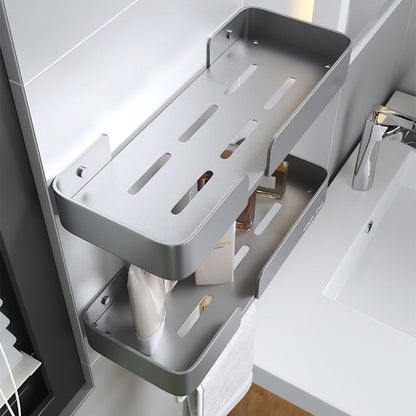 Skorter | 3-piece modern bathroom hardware set aluminum bathroom shelf in gray