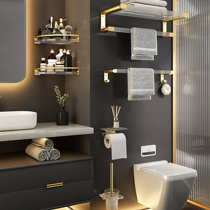 Skorter | 6-piece bathroom accessory set made of gold-colored metal bathroom hardware set