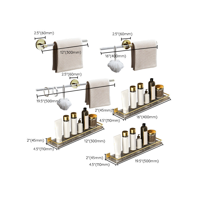 Skorter | 6-piece bathroom accessory set made of gold-colored metal bathroom hardware set