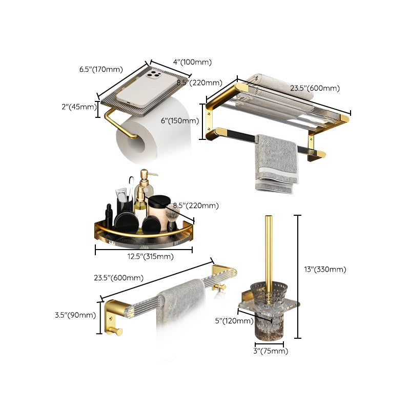 Skorter | 6-piece bathroom accessory set made of gold-colored metal bathroom hardware set