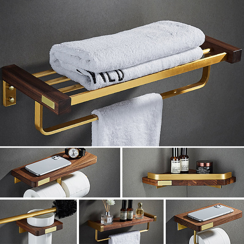 Skorter | 6-piece walnut bathroom accessory set metal gold bath hardware set