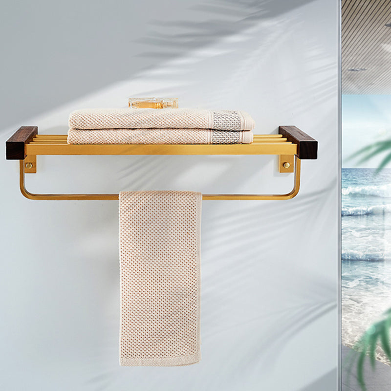 Skorter | 6-piece walnut bathroom accessory set metal gold bath hardware set