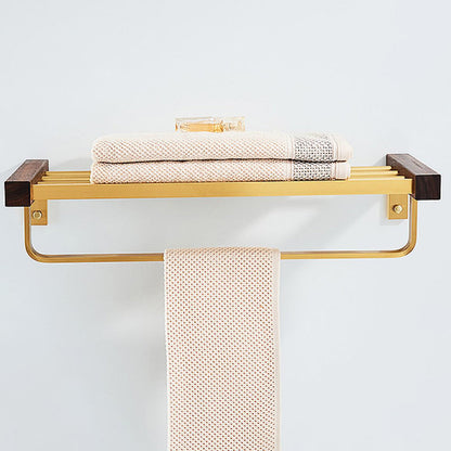 Skorter | 6-piece Walnut Bathroom Accessories Set Metal Gold Bath Hardware Set