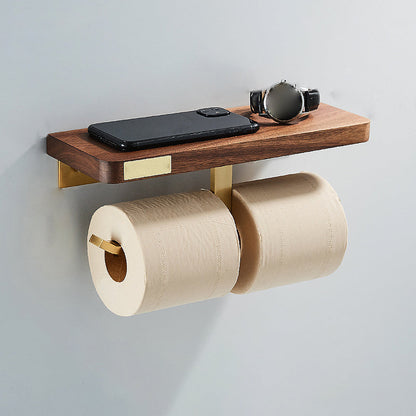 Skorter | 6-piece walnut bathroom accessory set metal gold bath hardware set