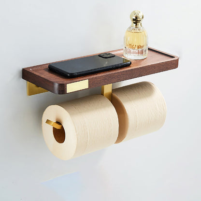 Skorter | 6-piece walnut bathroom accessory set metal gold bath hardware set