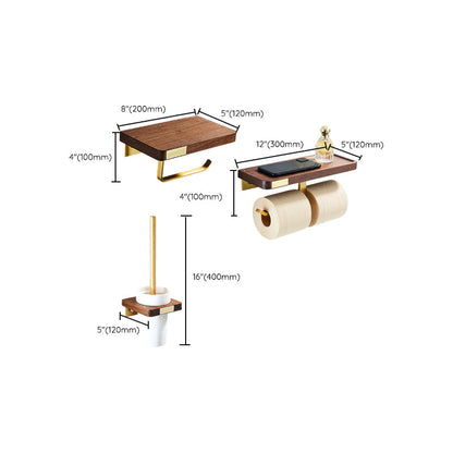 Skorter | 6-piece walnut bathroom accessory set metal gold bath hardware set