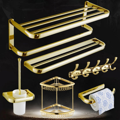 Skorter | Chrome/Gold Bathroom Accessory Set Modern Metal Bathroom Hardware Set