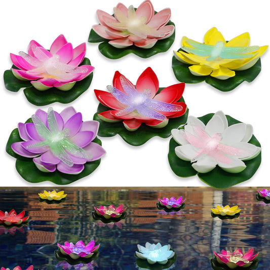 Skorter | Loguide Floating Pool Light, Dandelion Pond Light Led Lotus Flower Lamp, Battery-Powered Multicolor Fun Pool Accessories For Pool Evenings - Outdoor Swim Gifts Christmas Decorations - 6 Pk (Libell)