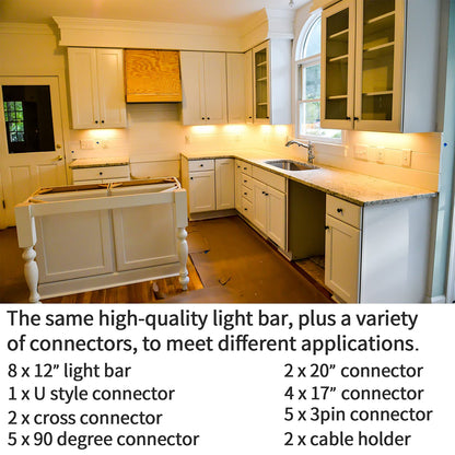 Skorter | Wobane 8Pcs Under Cabinet LED Light Bars, 12" Warm White, Kitchen & Home Display Lighting