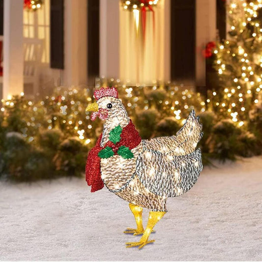Skorter | WinterHen LED Chicken with Scarf – Illuminating Christmas Decoration for Indoor and Outdoor