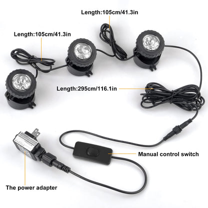 Skorter | Crepow Cold White LED Pond Light, Waterproof Submersible Spotlight for Garden & Aquarium (3-Pack)