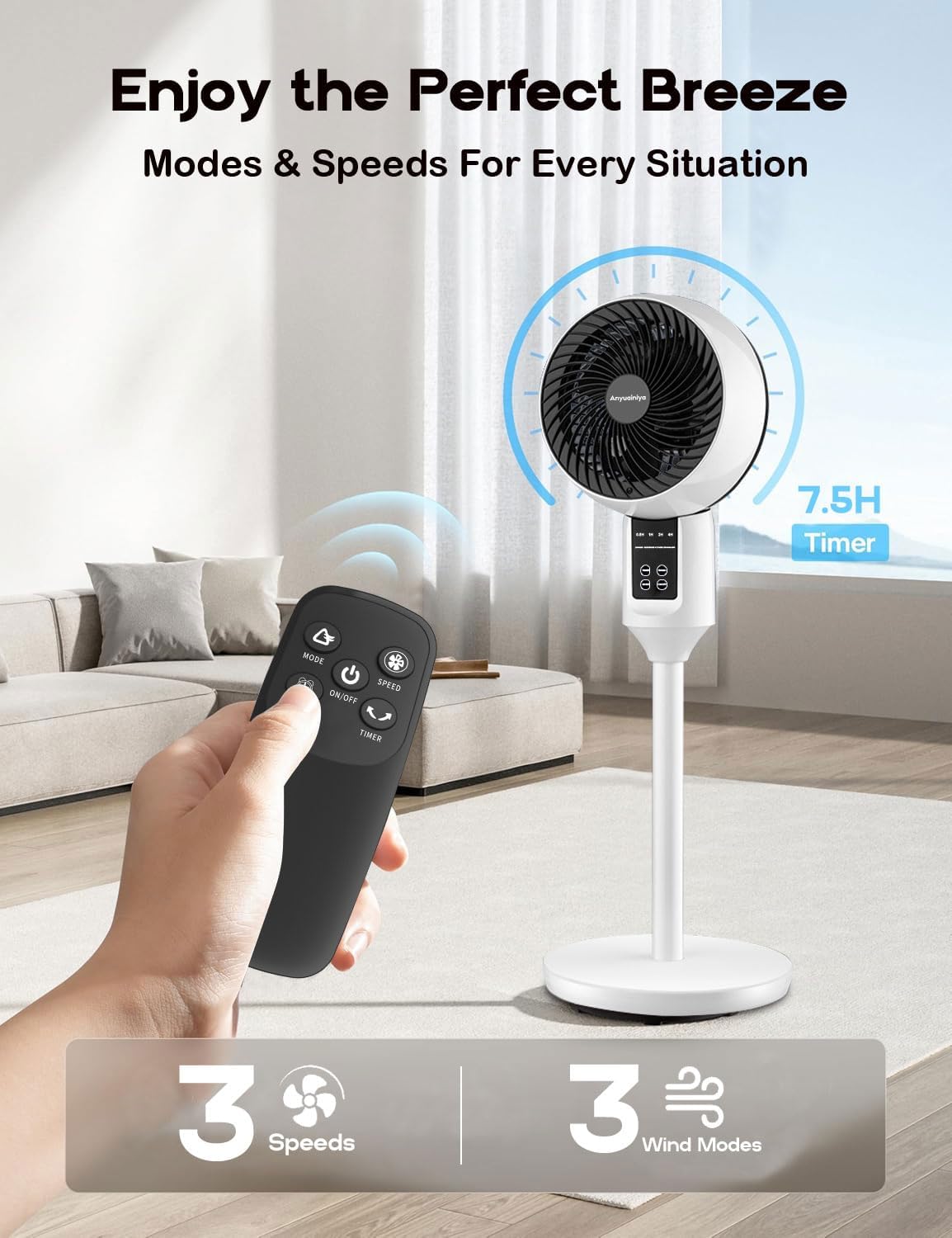 Skorter | Adjustable Pedestal Fan with 3D Oscillation – Aerion