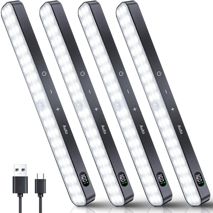 Skorter | Ferswe 60 Led Motion Sensor Cabinet Light, Dimmable Touch Control, Rechargeable - 4 Pack