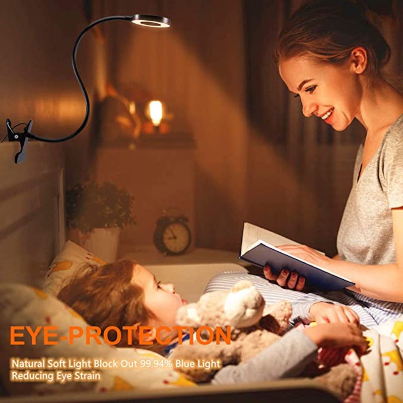 Skorter | Clip-on Light - Reading lamp with 48 LEDs, 3 color modes and 10 brightness levels, eye protection and flexible gooseneck