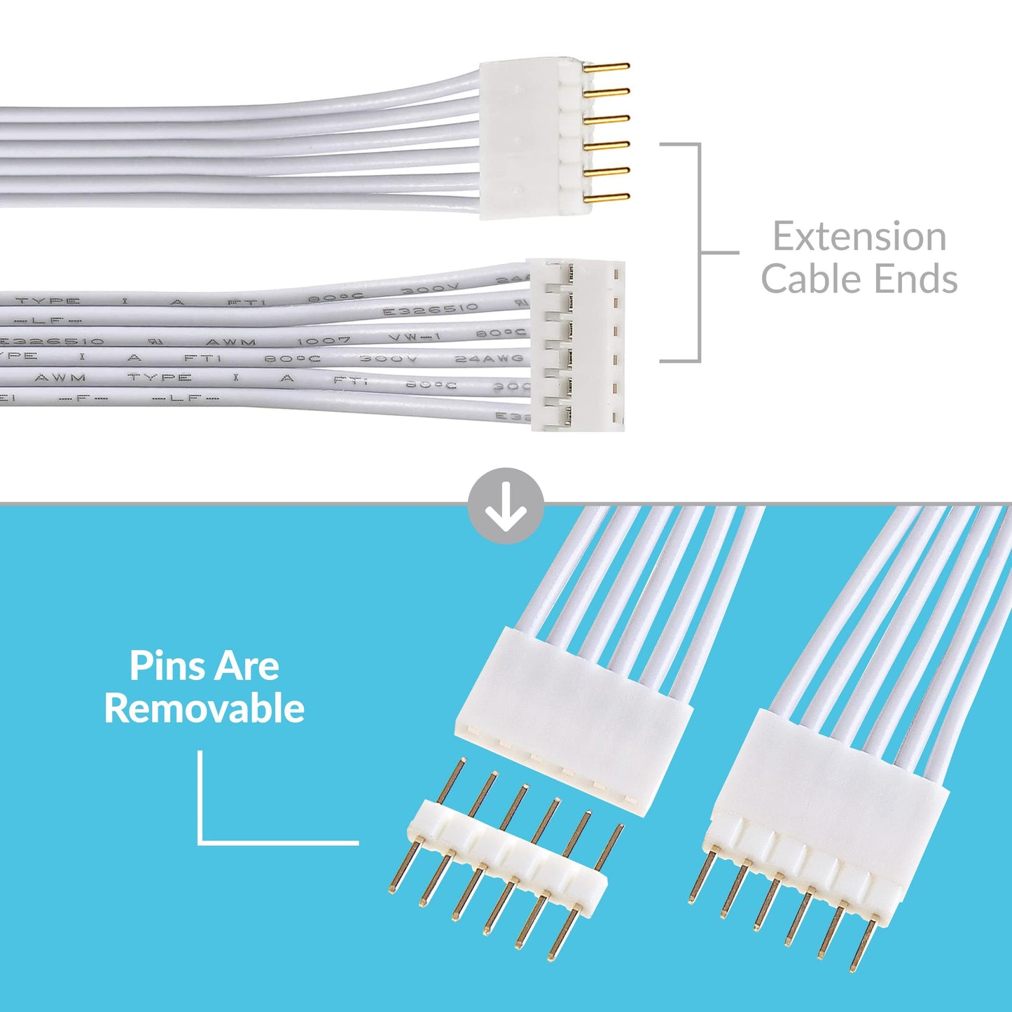 Skorter | Litcessory 10Ft extension cable for Philips Hue Lightstrip Plus - White Standard 6-Pin V3