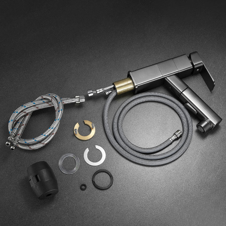 Skorter | Bathroom Vessel Faucet Swivel Spout Single Handle Faucet with Pull-Out Spray Head