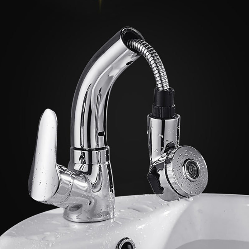 Skorter | Vessel Sink Bathroom Faucet with Swivel Spout Single Handle Faucet with Pull-Out Spray