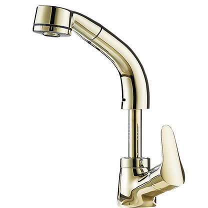 Skorter | Vessel Sink Bathroom Faucet with Swivel Spout Single Handle Faucet with Pull-Out Spray