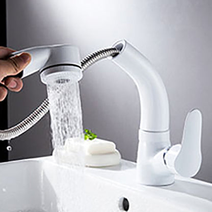 Skorter | Vessel Sink Bathroom Faucet with Swivel Spout Single Handle Faucet with Pull-Out Spray