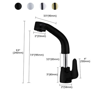 Skorter | Vessel Sink Bathroom Faucet with Swivel Spout Single Handle Faucet with Pull-Out Spray