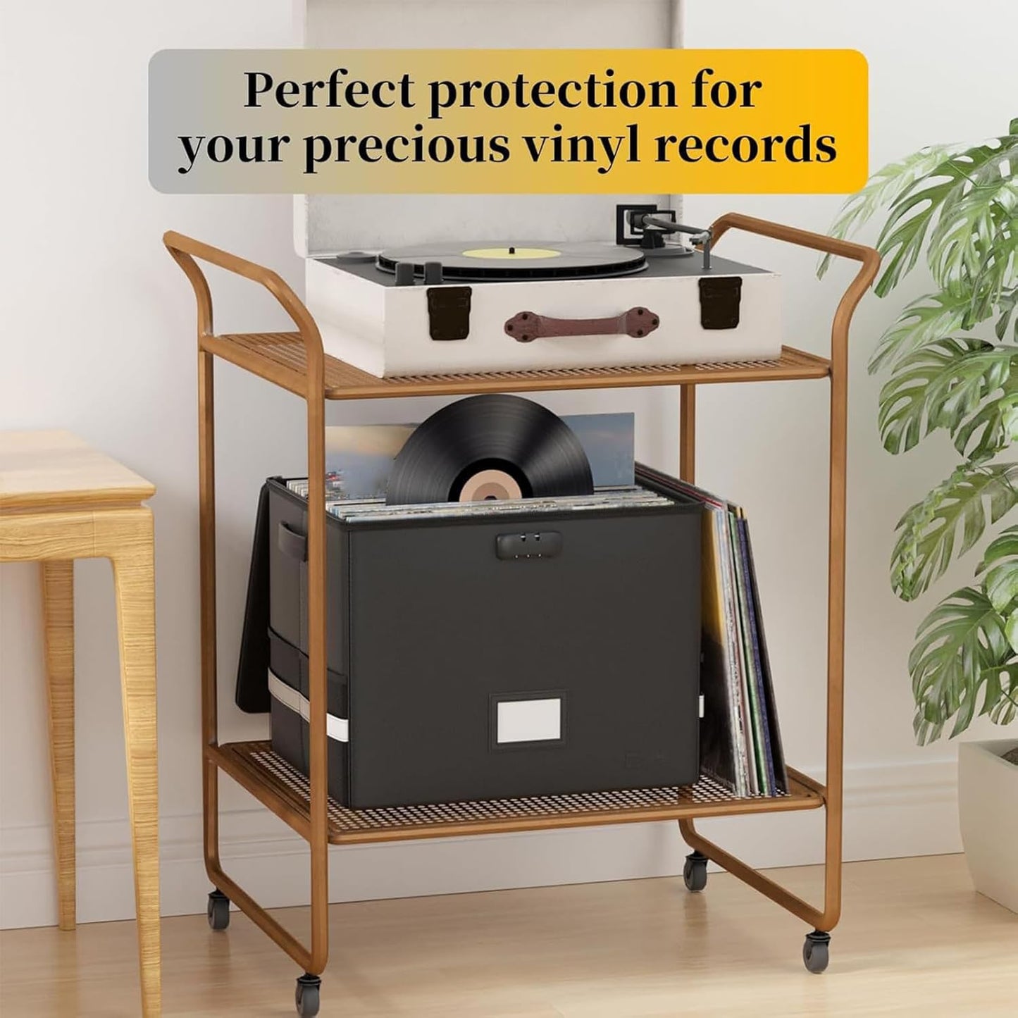 Skorter | Fireproof Record Storage Case – Waterproof Organizer for 150+ 12-Inch Records – Arcion