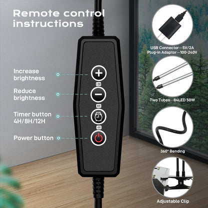 Skorter | Ipower Full Spectrum Clip Light With 84 LEDs, 3 Modes, 5 Dimmable Levels For Indoor Plants