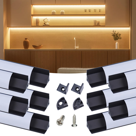 Skorter | Muzata 10Pack 3.3Ft Black Aluminium V Shaped Led Channel With Milk White Cover For Simple Lighting