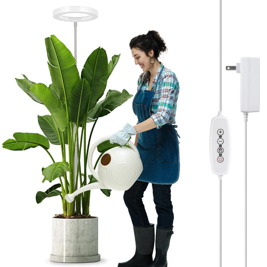 Skorter | Lordem Growth Light for Indoor Plants, 7.9" Full Spectrum Led Plant Growth Light, Height Adjustable Growth Lamp With Automatic Timer 4H/8H/12H, 6 Dimmable Levels, Ideal For Indoor Large Tall Plants Growth