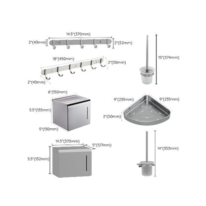 Skorter | 7-piece Bathroom Accessory Set Modern Aluminum Bathroom Set in Silver