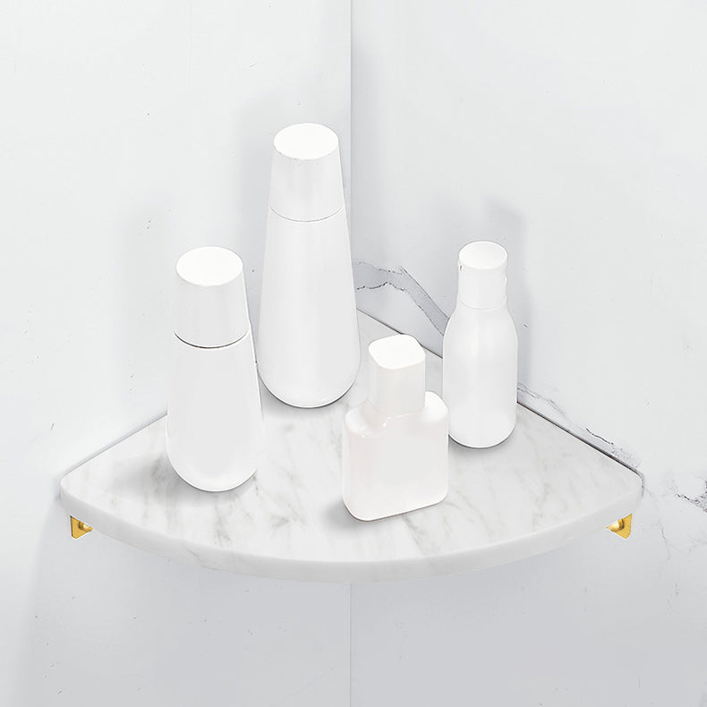 Skorter | 2-piece bathroom fitting set metal and marble bathroom shelf set