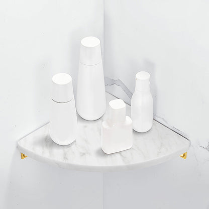 Skorter | 2-piece bathroom fitting set metal and marble bathroom shelf set