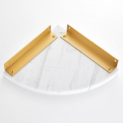 Skorter | 2-piece bathroom fitting set metal and marble bathroom shelf set